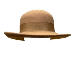 Street Smart Womens Tan Wool Felt Wide Brim Hat USA-Made Retro Style